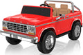 ANPABO Licensed Ford F-150 24V 2 Seater Ride on Car for Kids, 4x100W Motors for All-Terrain Electric Car w/Parental Remote, Retro Style, 3-Speeds, Large Storage Box, Music Player (Red-Orange)