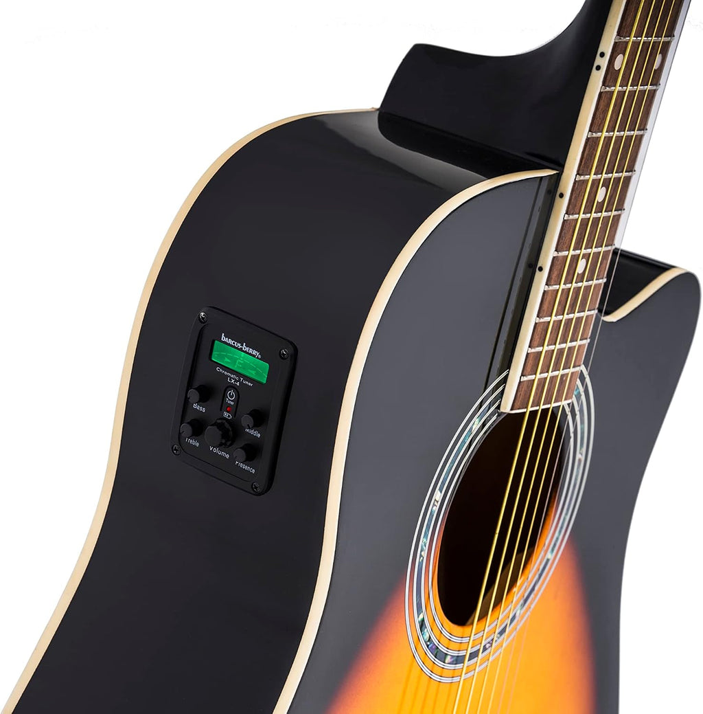 Washburn Vintage Series 6 String Acoustic-Electric Guitar, Right, Tobacco Sunburst (WA90CEVSB)