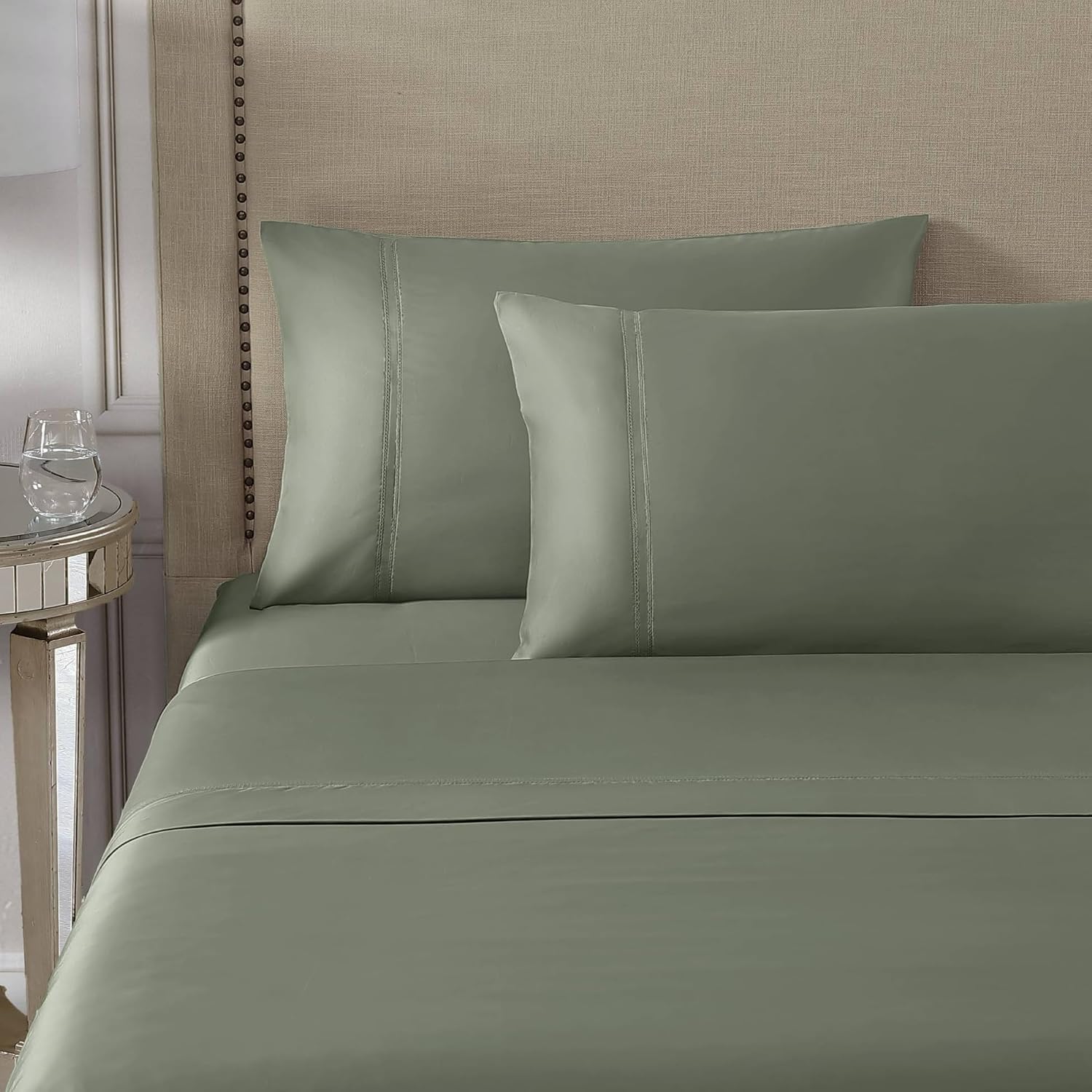 Pure Parima Yalda Sheet Set – 100% Certified Egyptian Cotton, Double-Hem Stitch, California King, Meadow