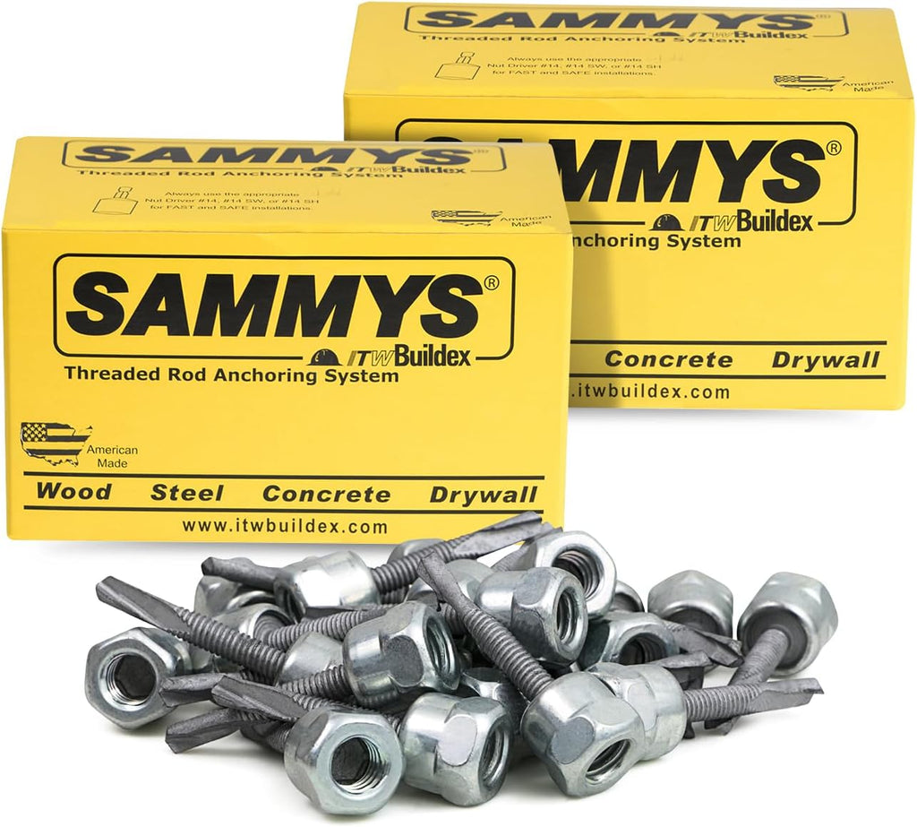 Everflow Sammys 8046957-50 TEK 50 3/8 Inch Screw Vertical Threaded Rod Anchor Designed for Steel Structure, Steel with Electro-Zinc, Corrosion Resistance, 12-24 x 1-1/2 Inch Screw Length (Pack of 50)
