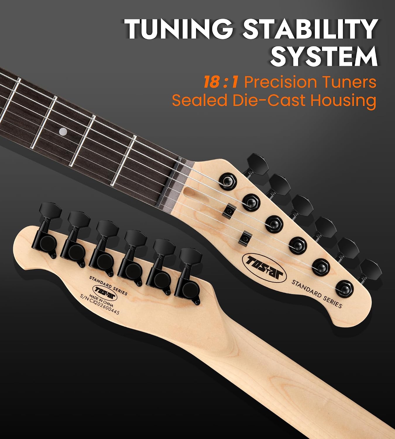 Tostar Electric Guitar: HH Humbuckers, Fixed Hardtail Bridge & Smoked Matte Finish, 3-Way Switch, 39' Solid Body Electric Guitar for Intermediate Players, Guitarra Eléctrica, Birthday Gifts, Sunburst