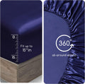 Mulberry Silk 6A Graded (19 Momme) Solid Sheet Set | Queen(60' X 80') Navy |Comfy&Cozy Set Upto 18'(inch) Deep Pockets with Elastic Bounded 4 Piece Set | Oeko-Tex Standard