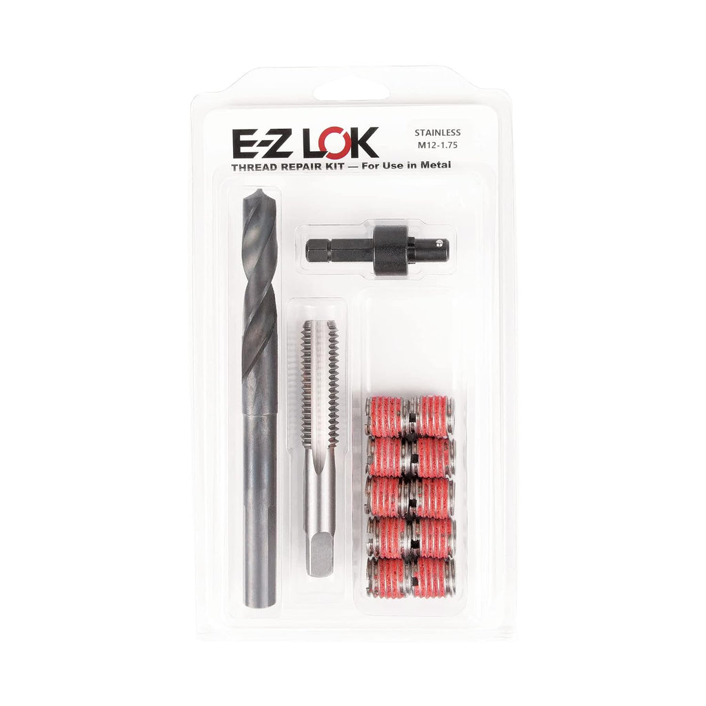 E-Z LOK Metal Thread Repair Kit Tool and Stainless Steel Threaded Inserts Standard Wall M12-1.75 x M16-2.0