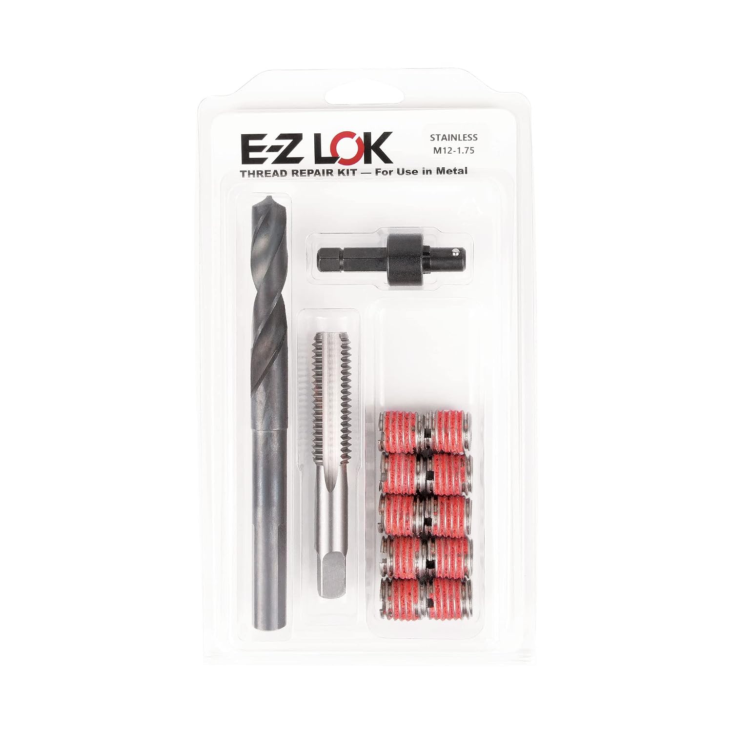 E-Z LOK Metal Thread Repair Kit Tool and Stainless Steel Threaded Inserts Standard Wall M12-1.75 x M16-2.0