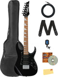 Ibanez GRGM21 RG Gio miKro Short-Scale Electric Guitar - Black Night Bundle with Gig Bag, Tuner, Strap, Instrument Cable, Austin Bazaar Instructional DVD, and Polishing Cloth