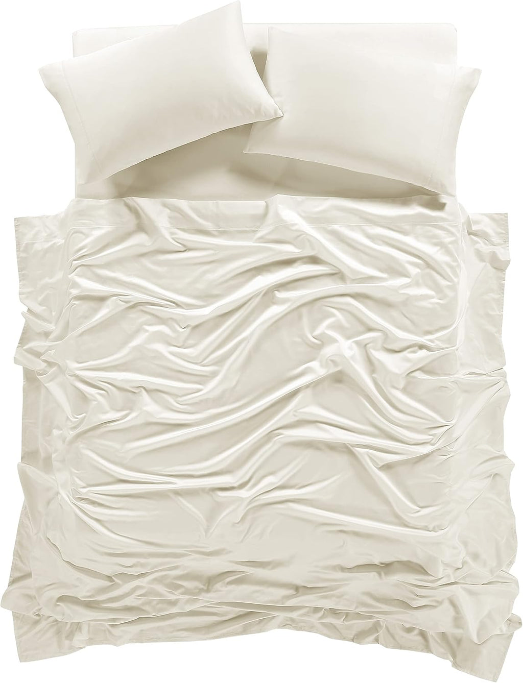 100% Supima Cotton Sheets 600 Thread Count,Bed Sheet Set Queen Size Sheets 4 Pieces,Soft & Silky Sateen Weave, Fits Mattress Up to 18',Deep Pocket, Breathable & Fade Resistant(Ivory,Queen)