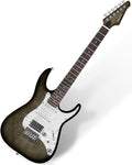 AKLOT Solid Body Electric Guitar - Flame Maple Top, HSS Alnico V Pickups with Coil-Split, Roasted Maple Neck, Locking Tuners, Veltrix Series, Obsidian Black