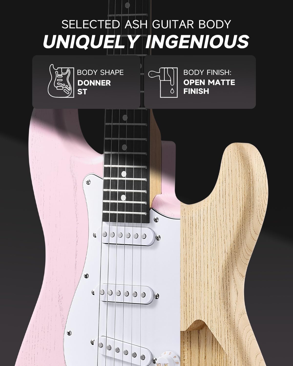 DONNER DST-80 Electric Guitar 39' Beginner Electric Guitar Kit with Amp, Classic SSS Pickup Complete with Gig Bag, Tuner, Capo, Strap, Picks, and Free Online Lessons