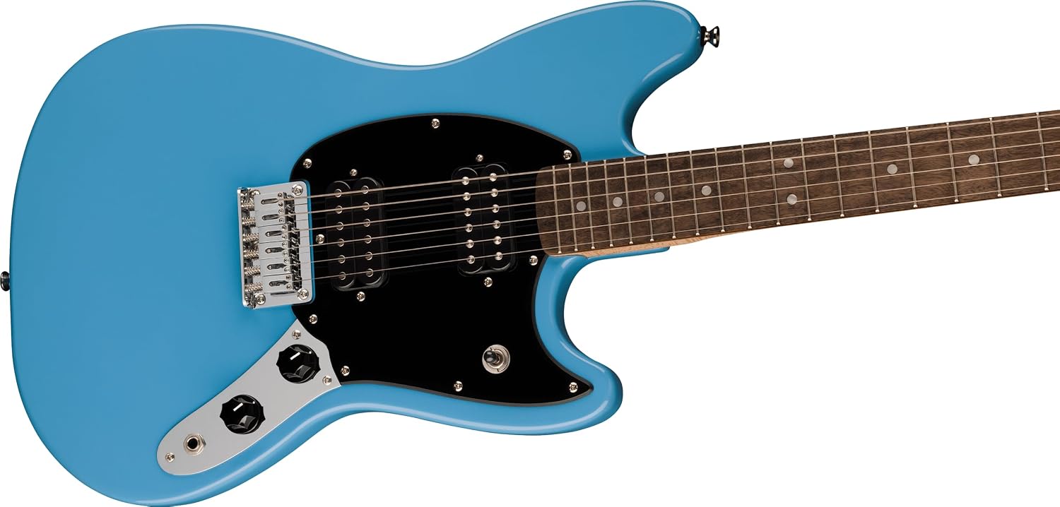 Squire Sonic Mustang Electric Guitar, California Blue, Laurel Fingerboard