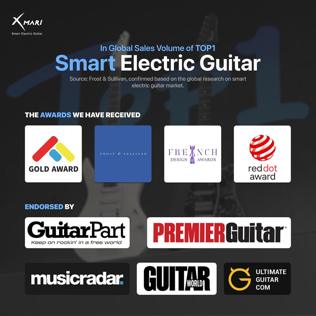 Enya XMARI 39' Smart Electric Guitar with Built-in DSP Effects, 4 Presets, USB-C OTG Recording, Headphone Output, Custom Ceramic Pickups, Carbon Fiber Body, with Gig Bag, Strap, Cable & Picks