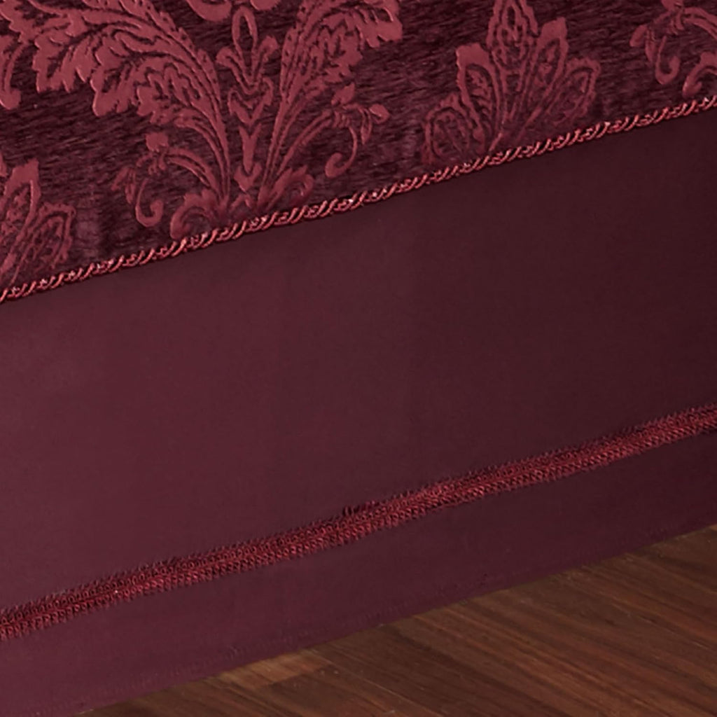 Touch of Class Camelot Luxury Bedding | Robust Burgundy | Matte Satin Damask on Richly Textured Jacquard-Woven Chenille Design | 4 Piece Set Includes Cal King Comforter, Bedskirt, and 2 King Shams