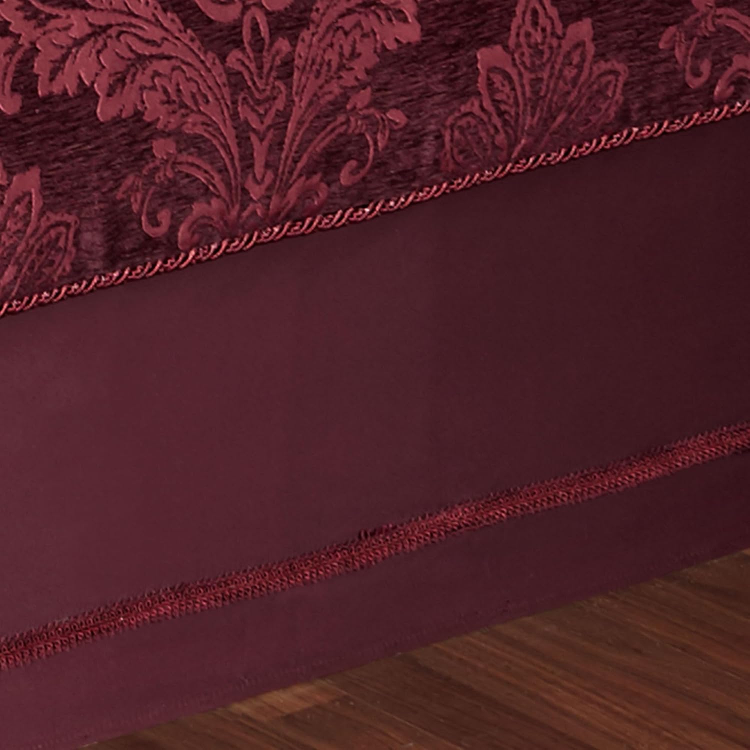 Touch of Class Camelot Luxury Bedding | Robust Burgundy | Matte Satin Damask on Richly Textured Jacquard-Woven Chenille Design | 4 Piece Set Includes Cal King Comforter, Bedskirt, and 2 King Shams
