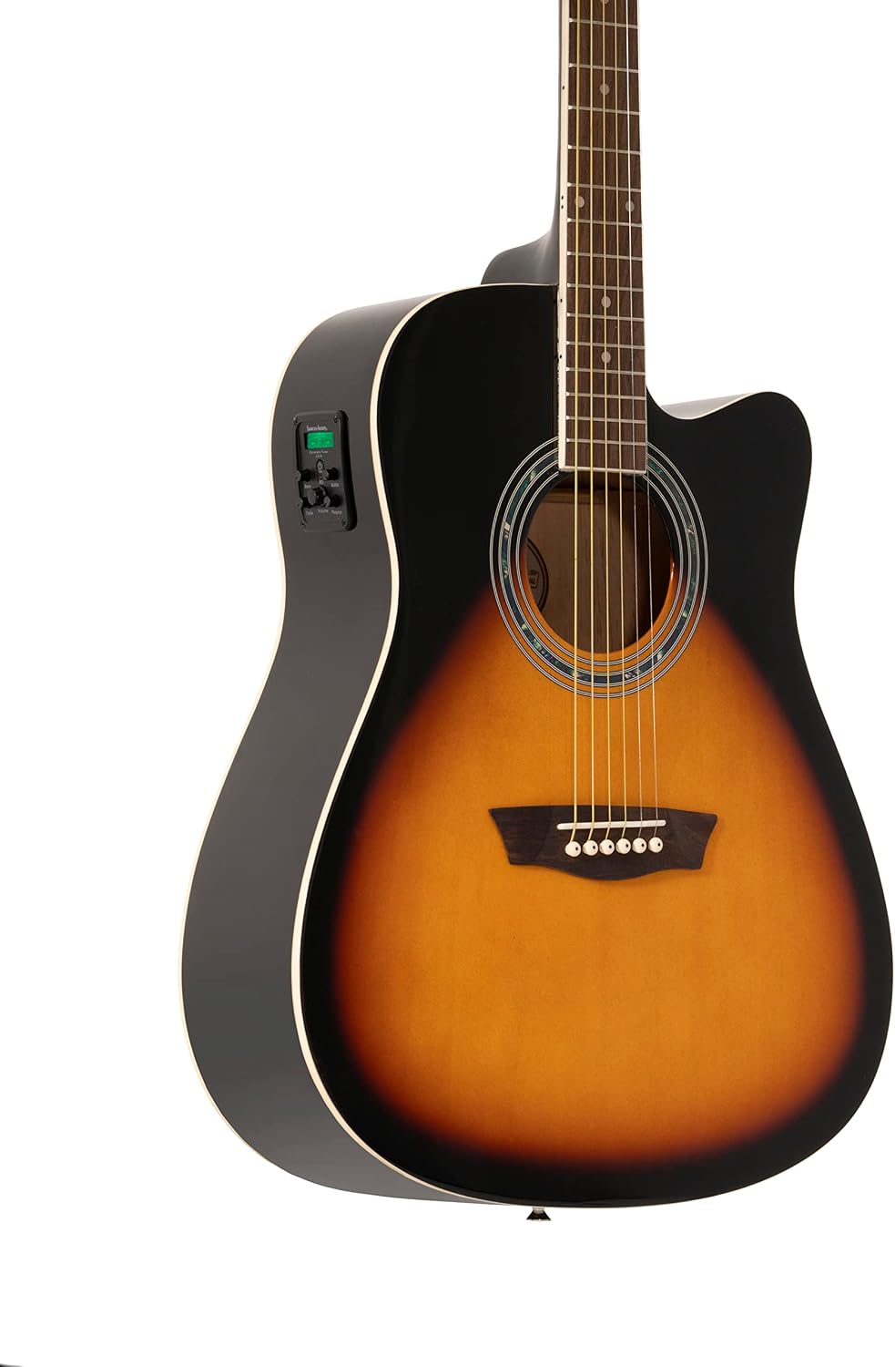 Washburn Vintage Series 6 String Acoustic-Electric Guitar, Right, Tobacco Sunburst (WA90CEVSB)