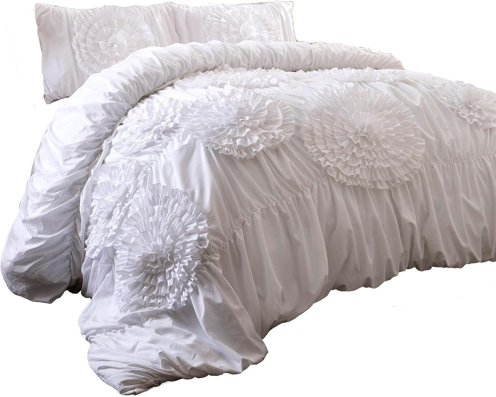 Lush Decor 3 Piece Serena Comforter Set, King, White