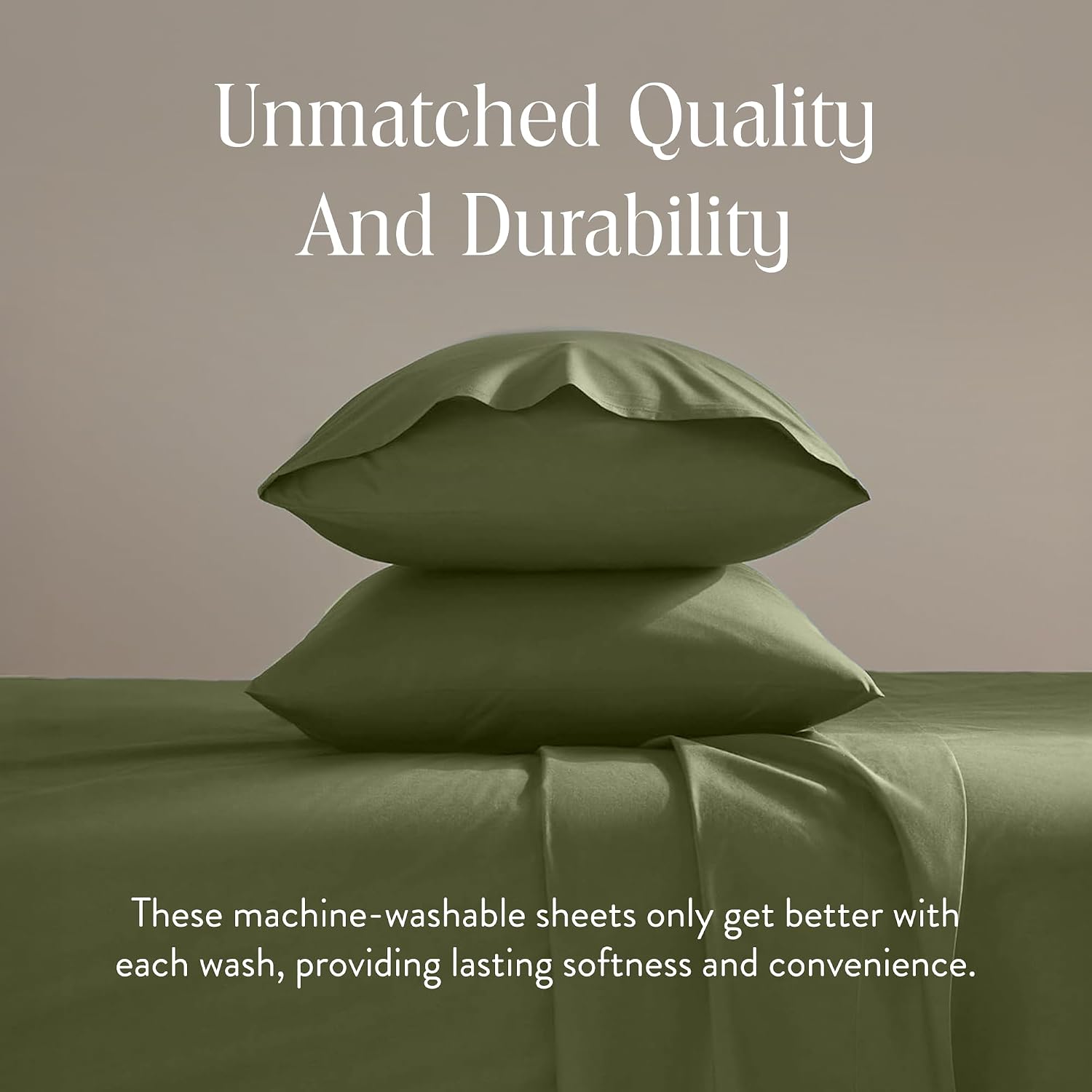 Brooklinen Luxury Sateen 4 Piece Sheet Set - 100% Cotton Bed Sheets, Soft & Durable Cali King Size Sheet Set in Fresh Moss, Oeko-TEX Certified Bedding Set, 1 Fitted Sheet, 1 Flat Sheet, 2 Pillowcases