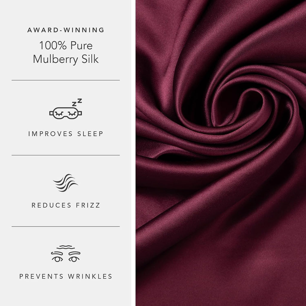Fishers Finery 25mm 100% Pure Mulberry Silk Pillowcase (Red Queen 2 Pack)