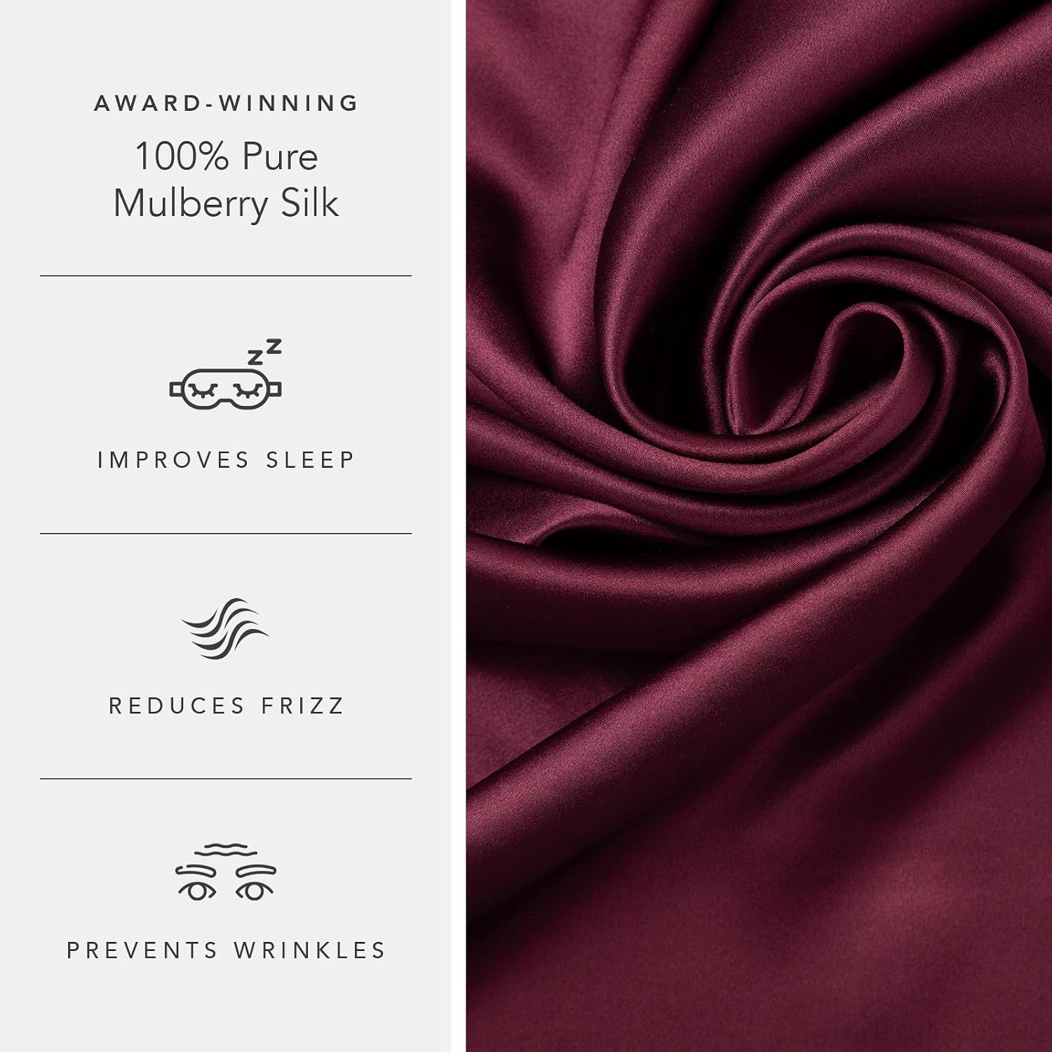 Fishers Finery 25mm 100% Pure Mulberry Silk Pillowcase (Red Queen 2 Pack)