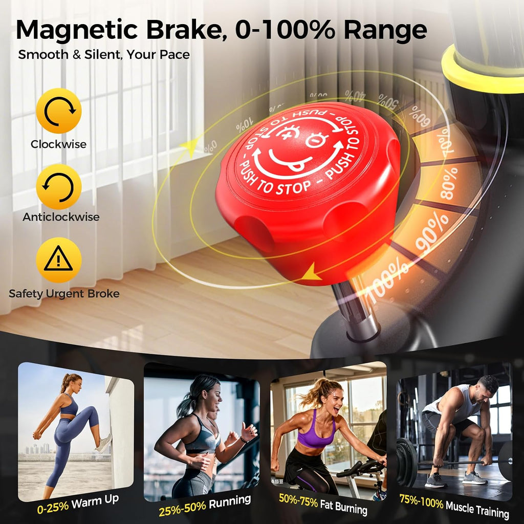 pooboo Exercise Bike,Stationary Bike with Exclusive App for Home,Magnetic Low Noise Indoor Cycling Bike with 350lbs Weight Capacity,Adjustable Seat,Tablet Mount and LCD Display for Weight Loss