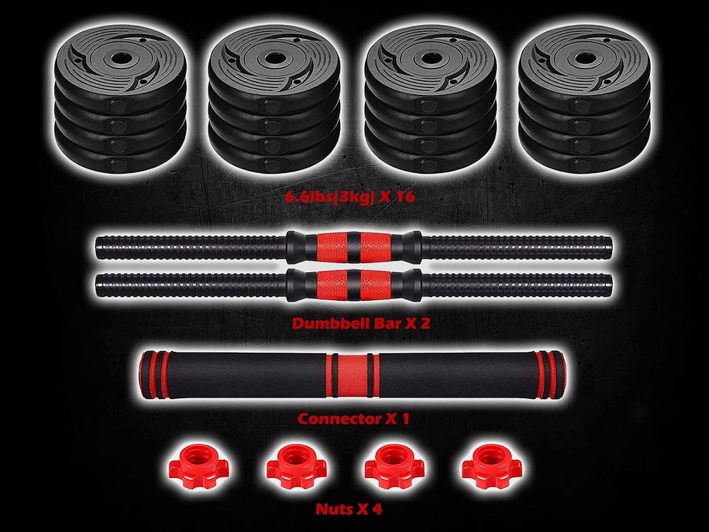 2021 Adjustable Dumbbells Set Weight to 88Lbs / 110Lbs, Free Weight with Connecting Rod Used As Barbell, Ab Roller for Home Gym Work Out Training Fitness Equipment All-Purpose