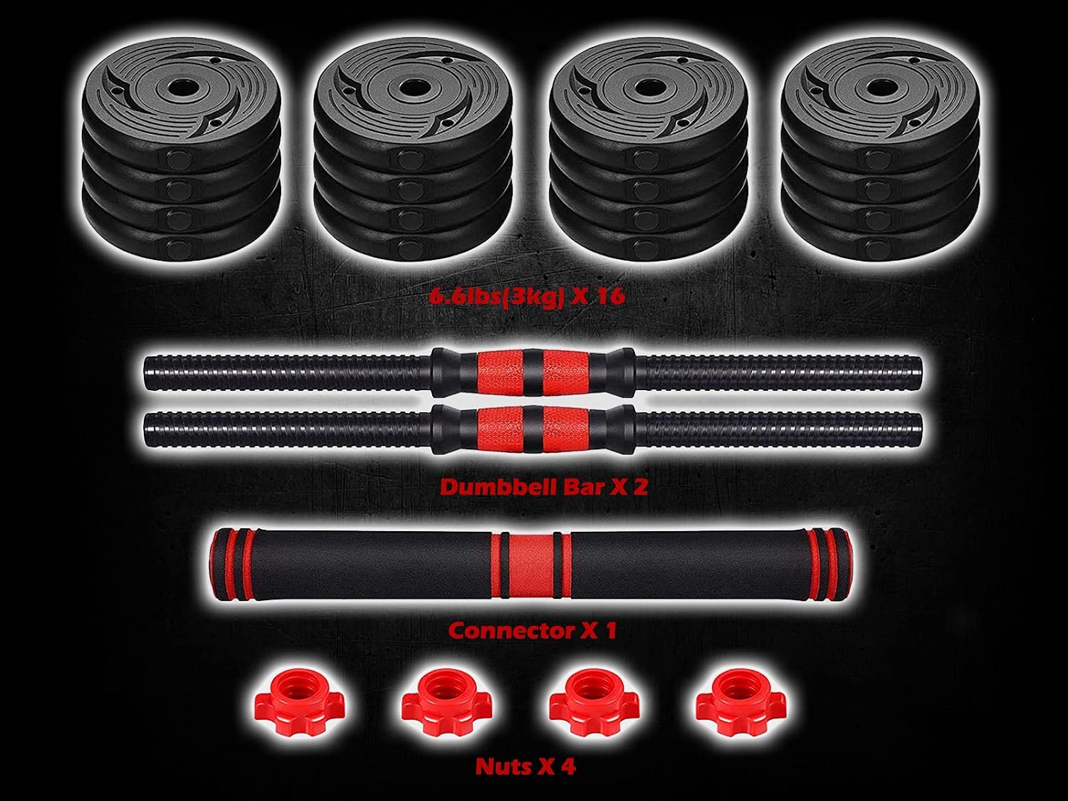 2021 Adjustable Dumbbells Set Weight to 88Lbs / 110Lbs, Free Weight with Connecting Rod Used As Barbell, Ab Roller for Home Gym Work Out Training Fitness Equipment All-Purpose