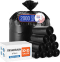 Delxo 30-33 Gallon Trash Bags, 2000 Count – 0.6 Mil Medium Duty Garbage Bags, Durable Plastic Bolsas para basura, Perforated Design– Made in USA for Kitchen, Yard, Office (Black)