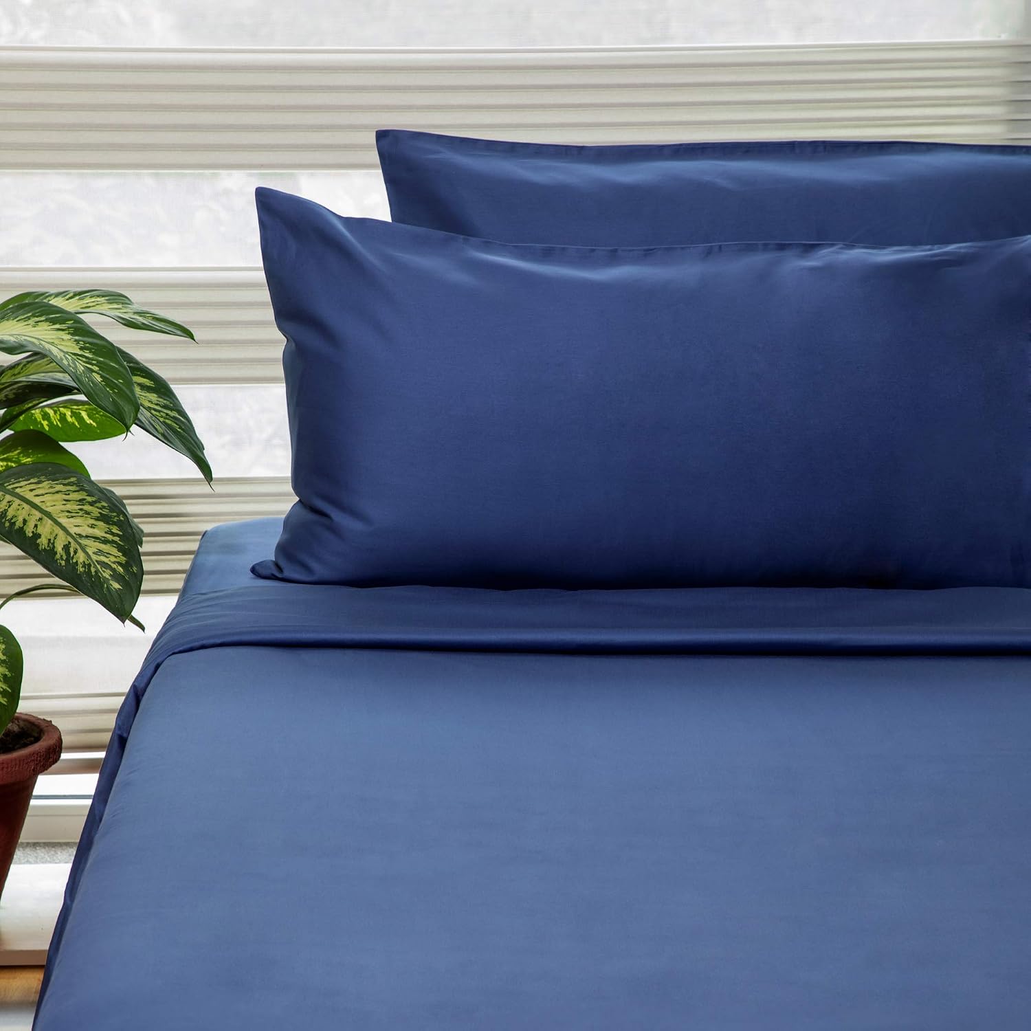 FABDREAMS 100% Organic Cotton Full Sheet Set | 400 Thread Count| Luxury Hotel Collection| GOTS Certified Premium Long Staple Cotton|Elasticised 17' Deep Pockets|Smoother than Egyptian Cotton|Dark Blue