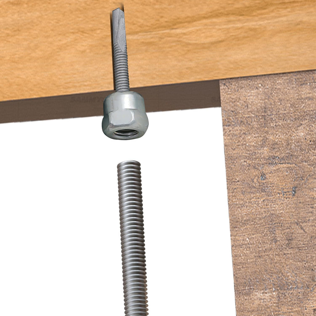 Everflow Sammys 8046957-50 TEK 50 3/8 Inch Screw Vertical Threaded Rod Anchor Designed for Steel Structure, Steel with Electro-Zinc, Corrosion Resistance, 12-24 x 1-1/2 Inch Screw Length (Pack of 50)