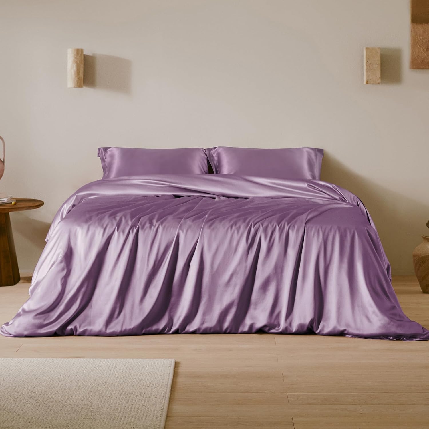 LILYSILK 100% Silk Pillowcase 1PC 25MM Pure Bed Pillowcase for Hair & Skin Oxford Envelope Double-Sides Charmeuse Silk,Lavender King 20x36 inches