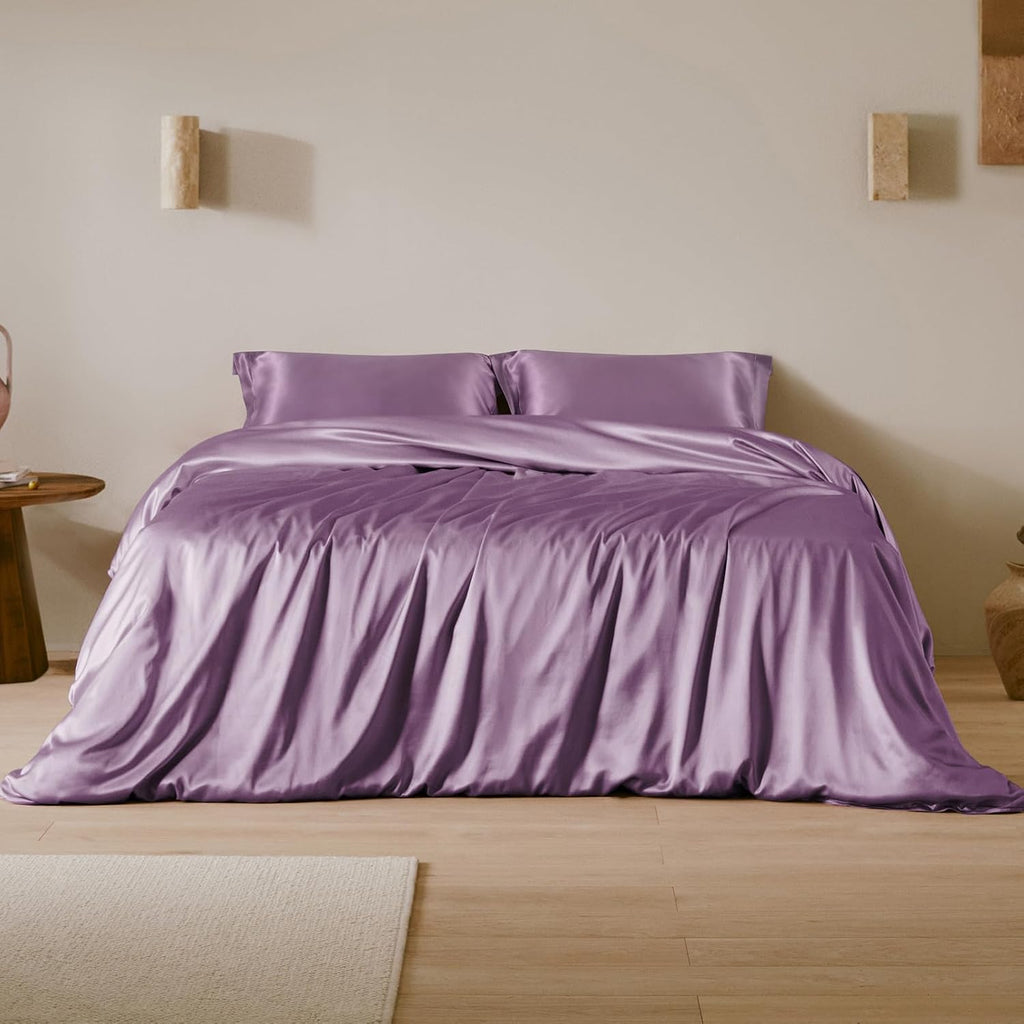 LILYSILK 100% Silk Pillowcase 1PC 25MM Pure Bed Pillowcase for Hair & Skin Oxford Envelope Double-Sides Charmeuse Silk,Lavender Queen 20x30 inches