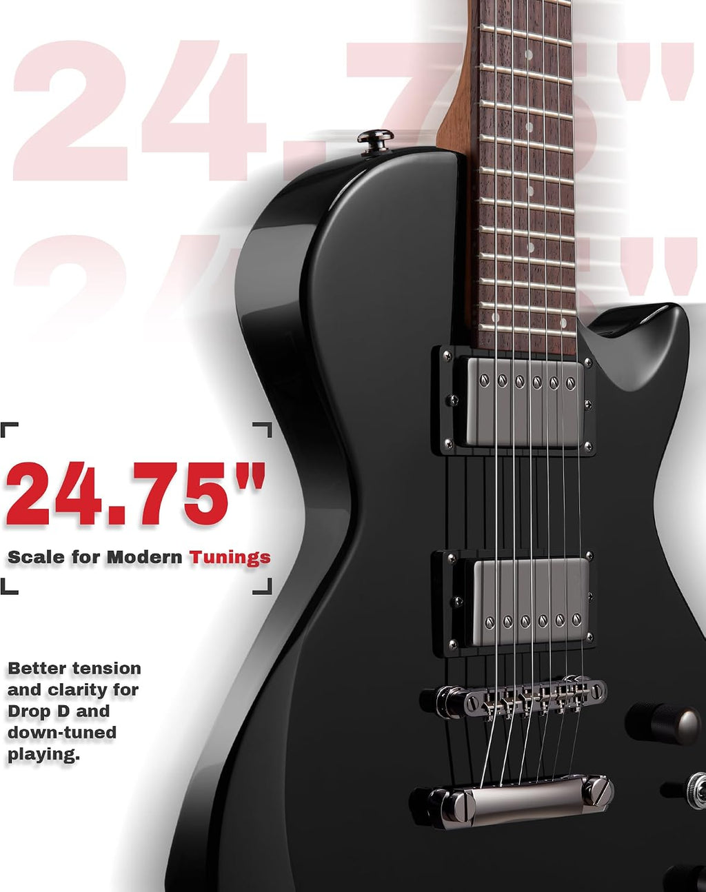 AKLOT 24-Fret Electric Guitar Kit, 40 inch Single Cut (LP Style), Modern Playability Coil-Split Humbucker Pickups, 18:1 Tuning Pegs,W/Guitar Accessories Gig Bag,Cable,Strap,Picks,Strings,Tuner,Book