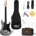Mosen 39 Inch Electric Guitar with HSS Pickups & Single-Coil Tremolo System - with 5W Amp, Techwood Fingerboard, C-Shaped Satin Neck, All Accessories Included Gig Bag, Tuner, String, Capo, Strap