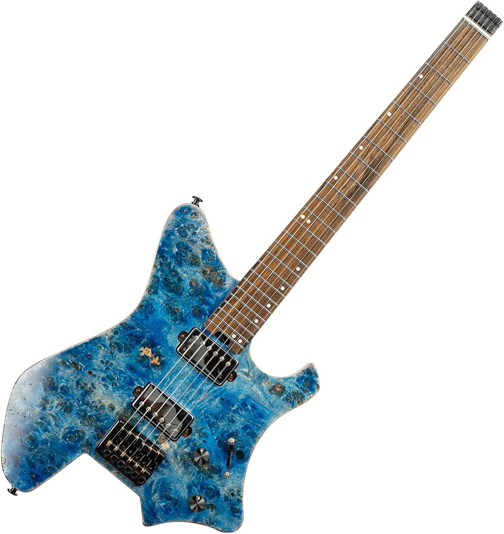 EART GW2 25.5' Headless Electric Guitar - Roasted Padauk Soild Body/5pc Maple Neck - Alnico-V Pickups, Stainless Frets