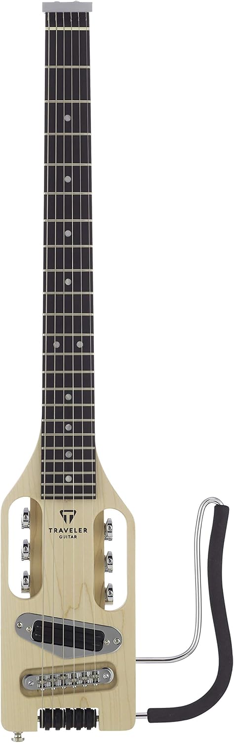Traveler Guitar Ultra-Light Electric Guitar Maple | Portable Electric with Removable Lap Rest | Full 24 3/4' Scale Headless Guitar | Custom Gig Bag Included