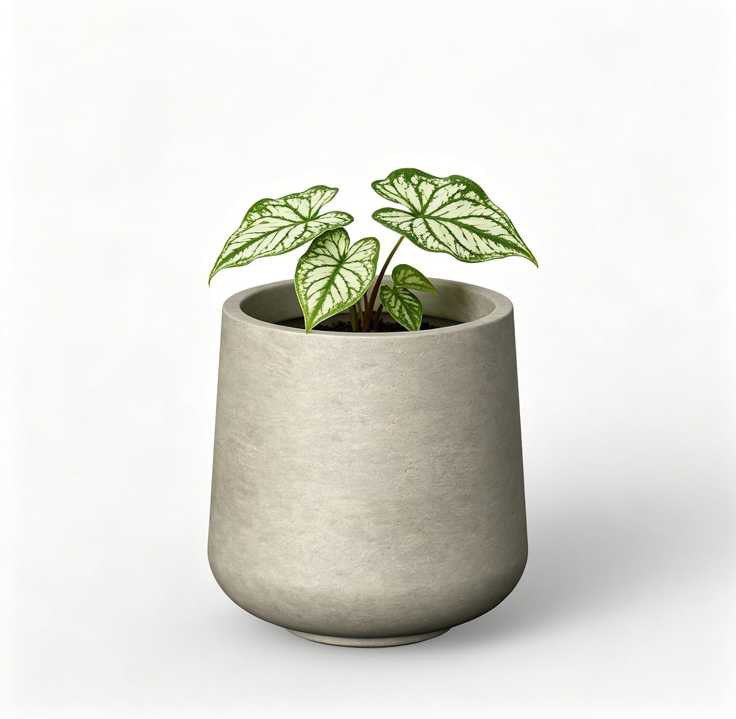 Kante 17.3' Tall Round Concrete Planter, Large Outdoor Plant Pot with Drainage Hole & Rubber Plug, Sturdy Weathered Beige Container for Trees, Patio Garden