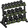 HANDBODE 3-Tier Dumbbell Rack Stand, 1000LB Capacity Storage Rack, Weight Rack for Dumbbells, Kettlebell, 390–700 lb Rubber Coated Fixed Weight Sets, Home Gym Strength Training Equipment