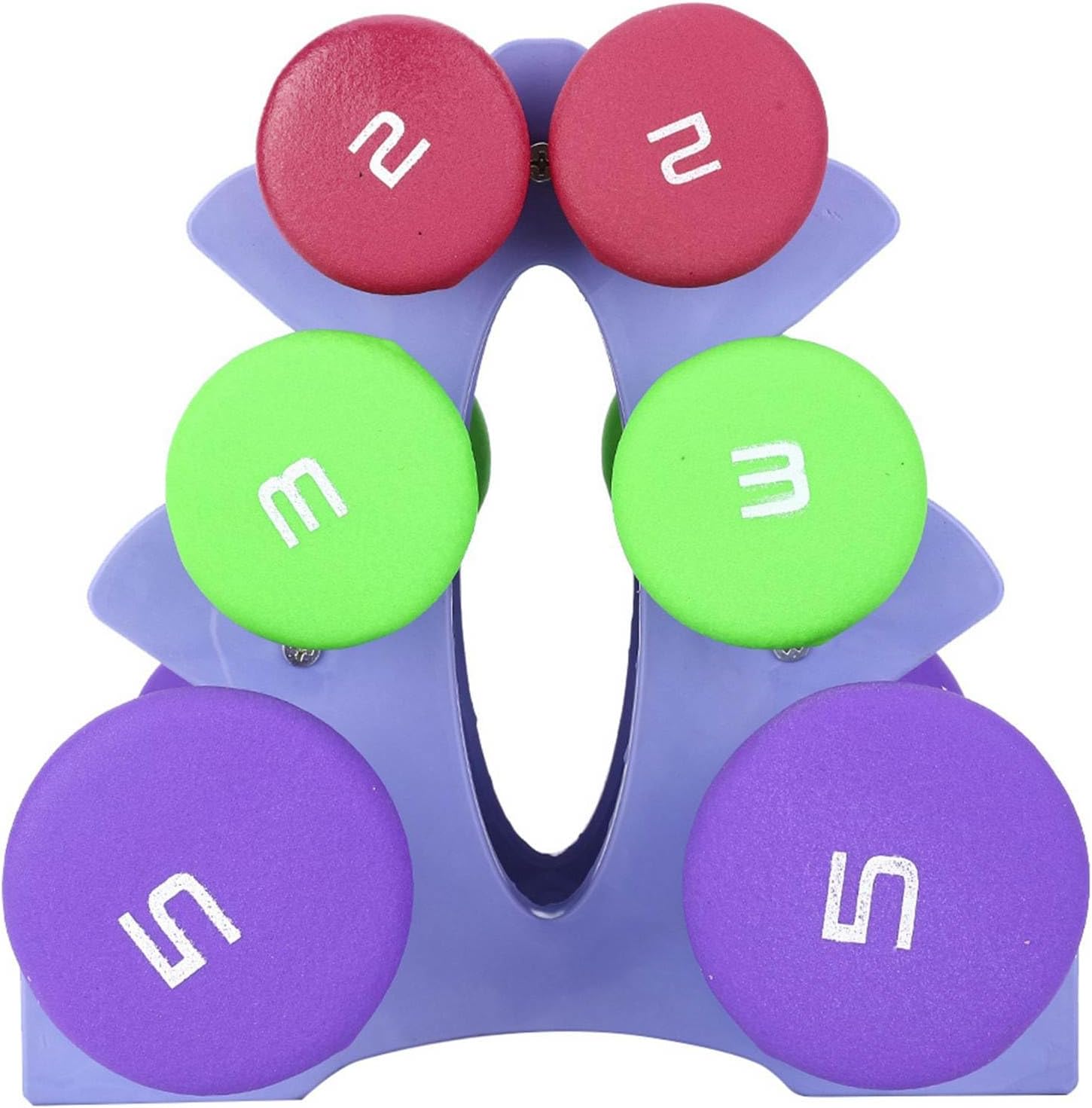 Acouto 6pcs Hand Weights Set with Rack - 2lb 3lb 5lb Dumbbells for Women Bodybuilding Gym Exercise Equipment