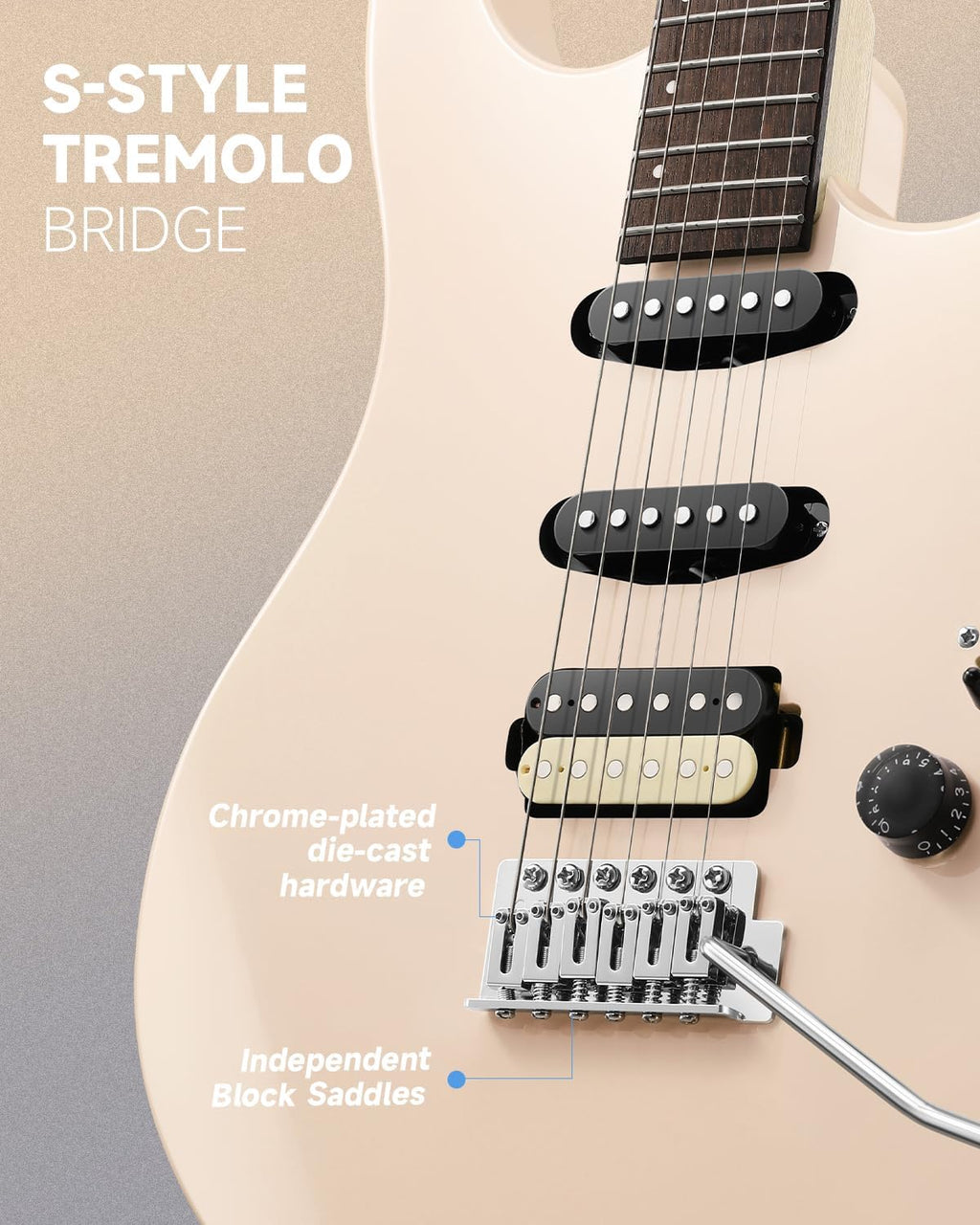Donner DMT-66 Solid Body Electric Guitar Kit for Beginners, Full Size 39 Inch Electric Guitar with HSS Pickups, Poplar Body, Maple Neck, Starter Guitar with Gig Bag, Strap, Whammy Bar, Wrench, Pink