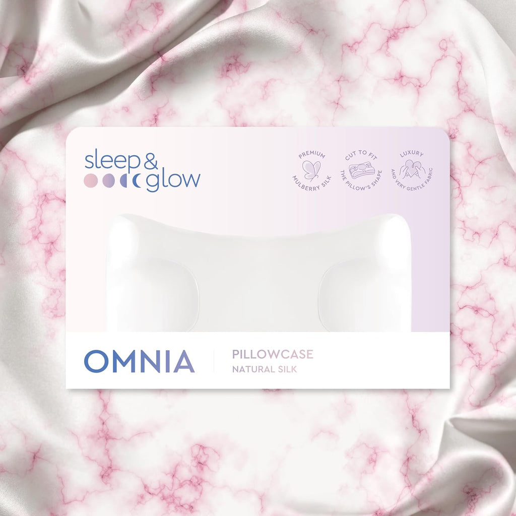 Sleep & Glow Omnia Natural Silk Pillowcase for Hair and Skin Fits Unique Shape of Sleep&Glow Omnia Pillow – 19mm Grade 6A Mulberry Silk (Pink Marble)