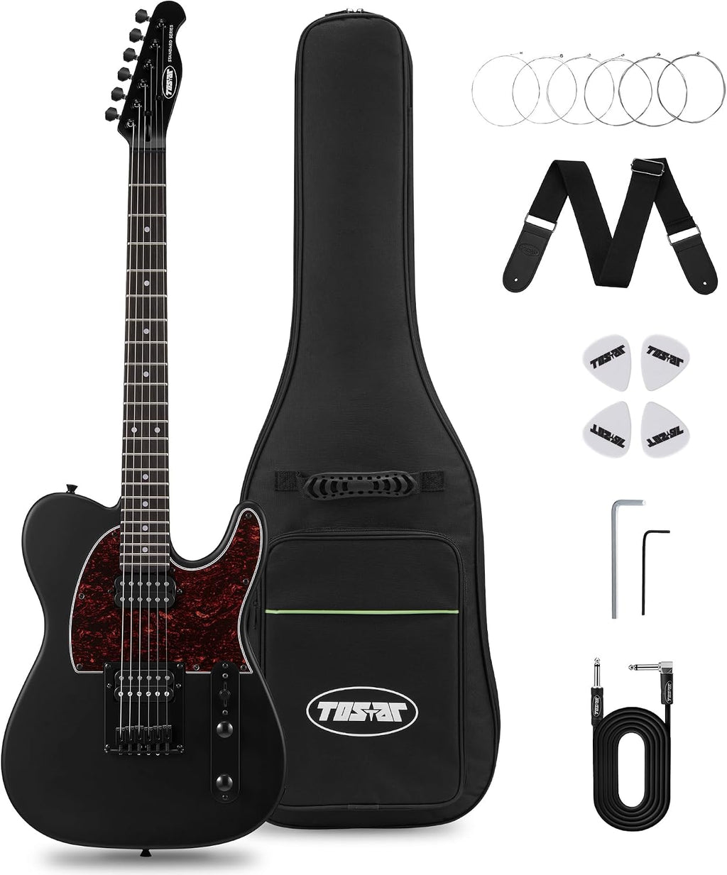 Tostar Electric Guitar: HH Humbuckers, Fixed Hardtail Bridge & Smoked Matte Finish, 3-Way Switch, 39' Solid Body Electric Guitar for Intermediate Players, Guitarra Eléctrica, Black-HH, Standard Series