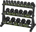 HANDBODE Hex Dumbbell Set with Rack, 300-840 lb Rubber Coated Fixed Weights Sets with Heavy Duty Storage Stand, Hexagon Shape, Multiple Weight Options Home Gym Equipment for Strength Training