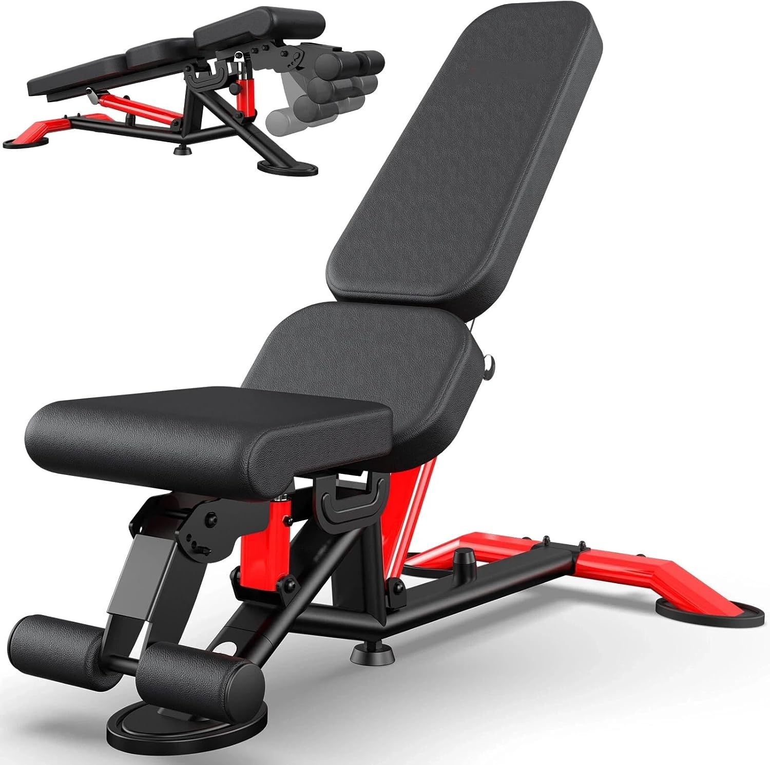 Commercial Adjustable Weight Bench, 1800LBS Heavy Duty Workout Bench for Home Gym Strength Training, Removable Leg Holder for Flat/Incline/Decline Sit Up & Full Body Workout