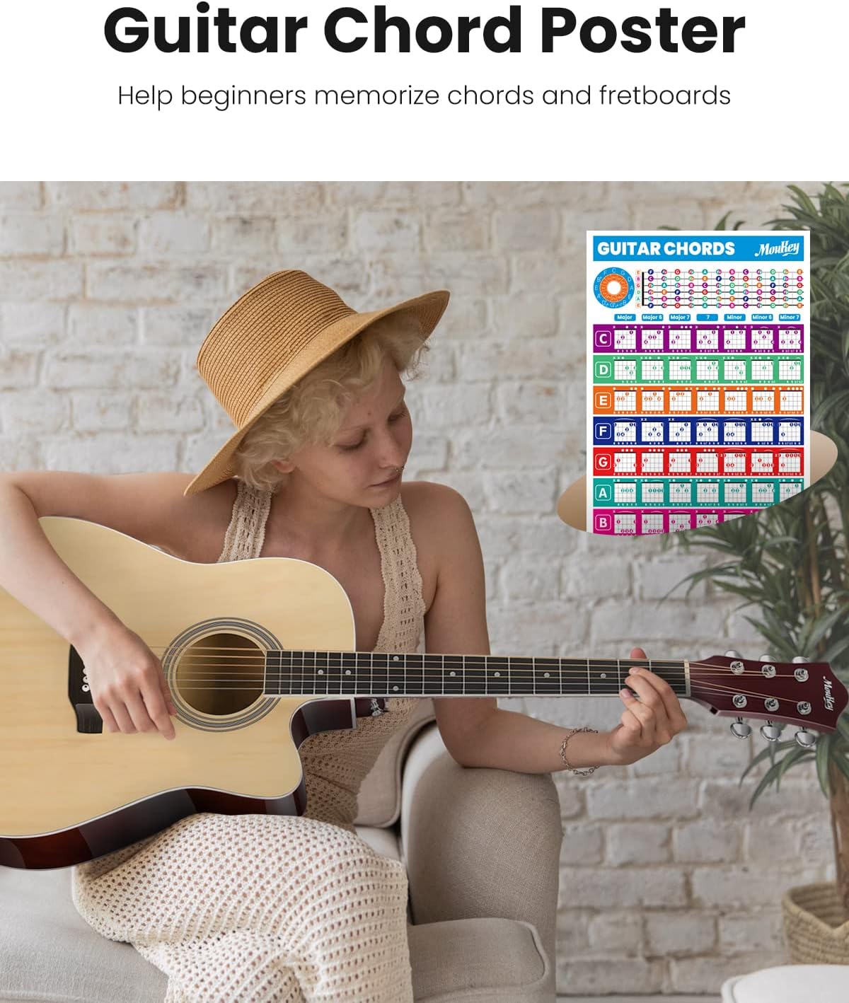 Moukey 41' Acoustic Guitar for Beginners Adults 4/4 Guitarra Acustica with Chord Poster, Gig Bag, Tuner,Steel Strings, Capo, Strap, Natural