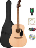 Fender Dreadnought Acoustic Guitar - Natural Bundle with Gig Bag, Tuner, Strings, Picks, and Austin Bazaar Instructional DVD