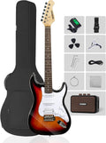 MOSEN Beginner Electric Guitar 39 inch Solid Body, HSS Pickup with Coil Split, Full Size Guitar Starter Set w/Amp, Gig Bag, Tuner, Capo, Cable, All Accessories,MS-SS60-Sunbrust