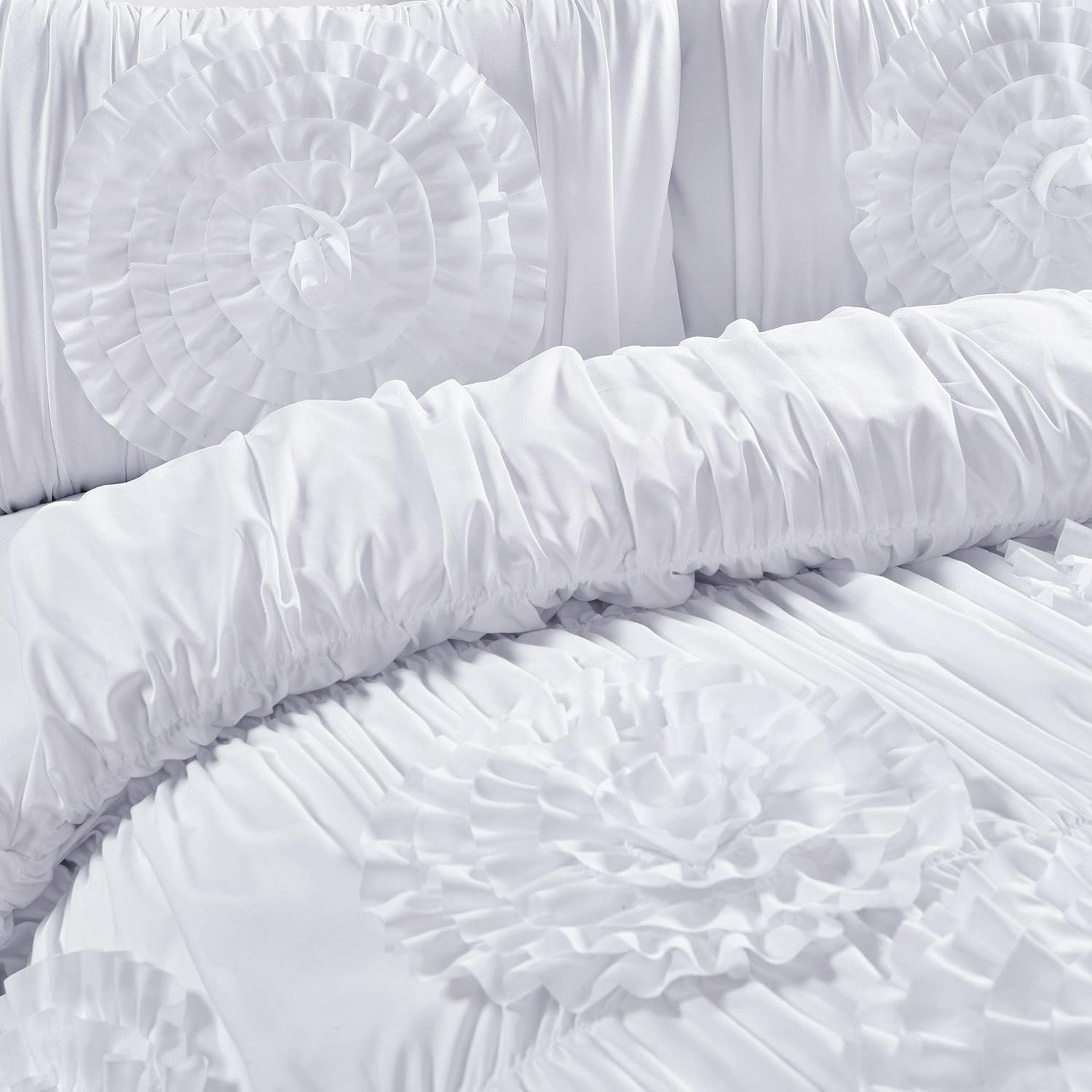 Lush Decor 3 Piece Serena Comforter Set, King, White