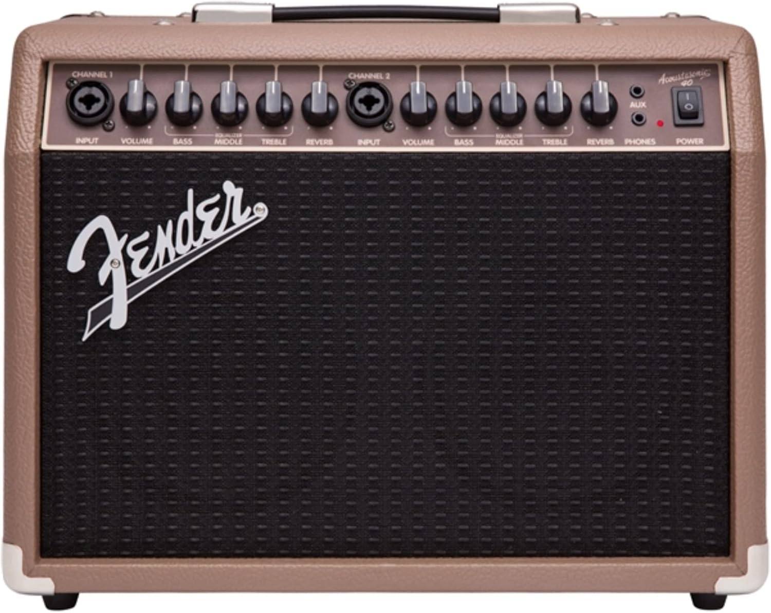 Fender Acoustasonic 40 Acoustic Guitar Amplifier, 40-Watt Portable Combo Amp with Dual 6.5' Speakers, Built-In Reverb, XLR/1/4' Inputs, Brown/Wheat, with 2-Year Warranty