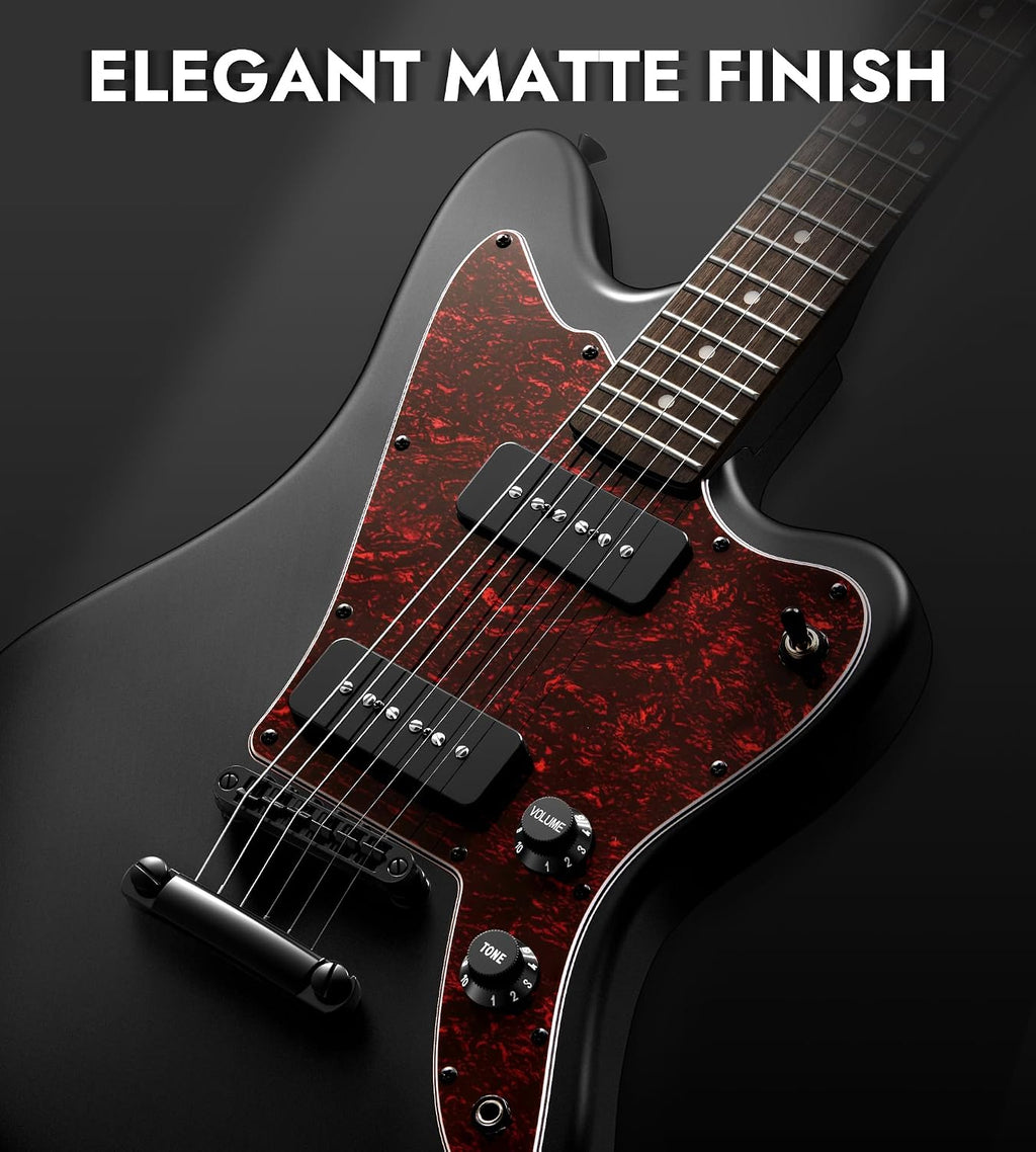 Tostar Electric Guitar: P90 Pickups, TOM Bridge & Smoked Matte Finish, 3-Way Switch, 39' Solid Body Electric Guitar for Intermediate Players, Guitarra Eléctrica Kit, Musical Birthday Gifts, Black