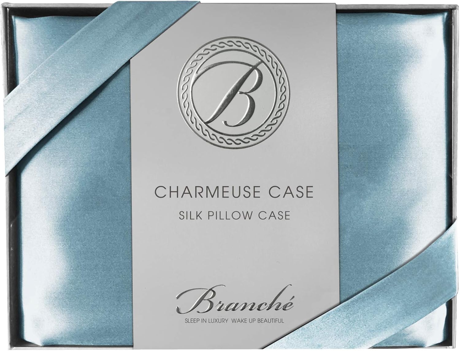 Branche Beauty Sleep Charmeuse Case | Silk Pillowcase for Healthy Skin and Hair | Queen/Standard - 20' x 28' / 51 x 71 cm | Blue