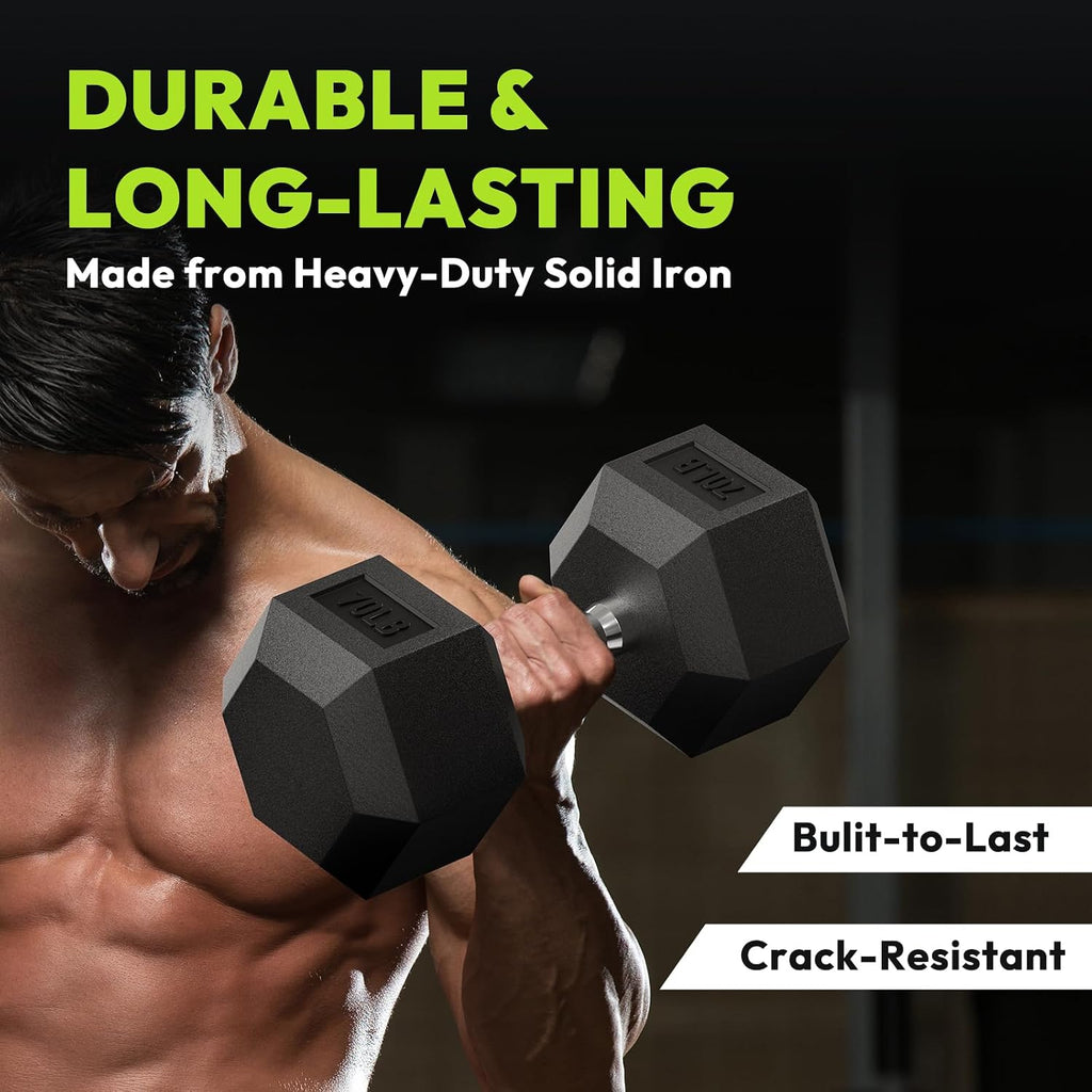 Hex Dumbbell Sets with Rack, 90-640 lb Rubber Encased Exercise & Fitness Dumbbells Set, Hand Weight for Strength Training, Weight Dumbbells