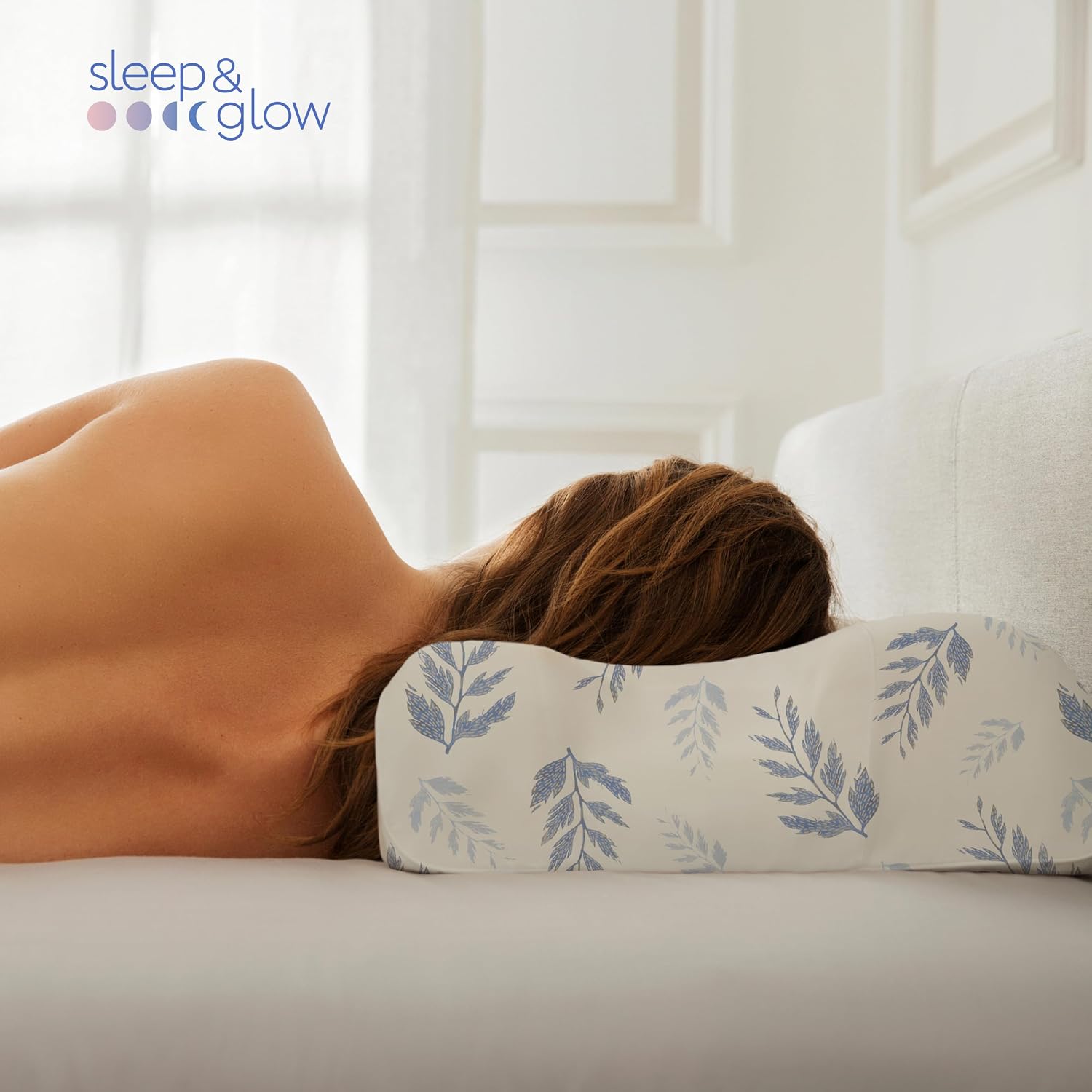 Sleep & Glow Omnia Natural Silk Pillowcase for Hair and Skin Fits Unique Shape of Sleep&Glow Omnia Pillow – 19mm Grade 6A Mulberry Silk (Moon Fern)